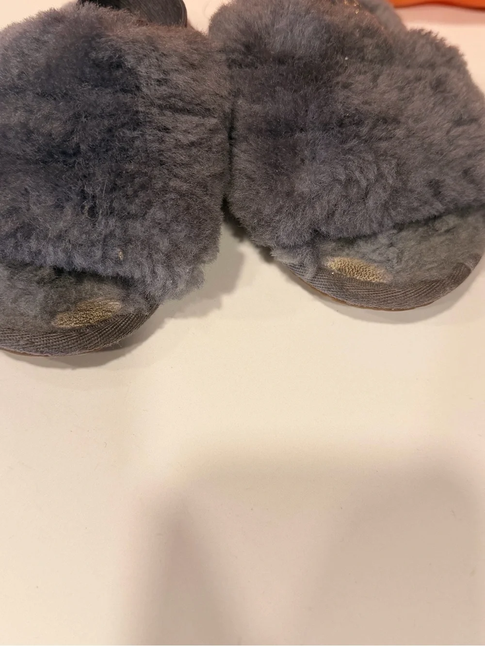 UGG Kids Grey Faux-Fur Slide Slippers